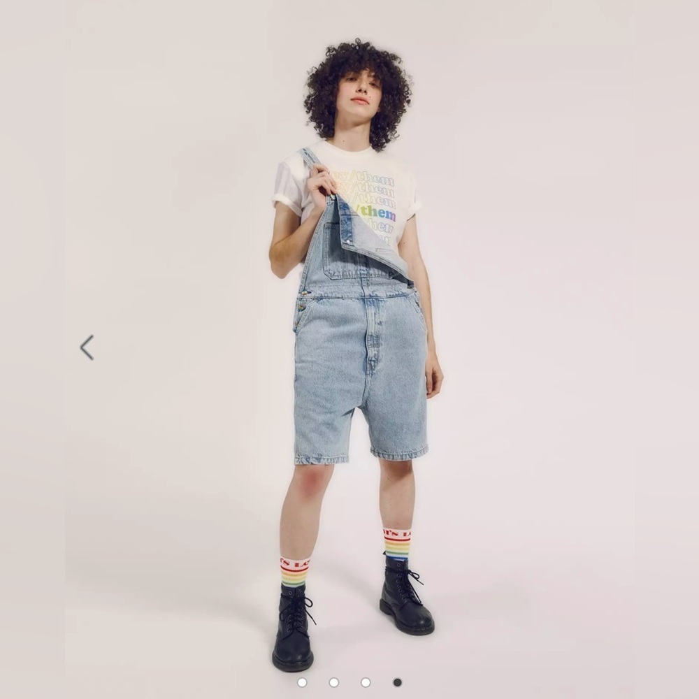 LEVI'S Women/Men PRIDE LIBERATION SHORTALLS Blue Denim Size M
